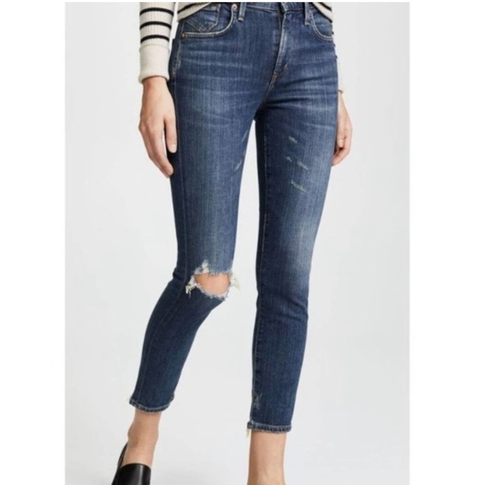 Agolde Sophie Crop Jeans Women’s Size 30 Blue Denim Distressed Slim Ankle